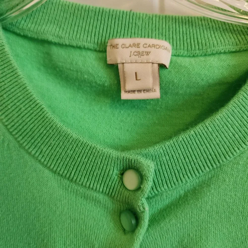 J Crew Clare Cardigan Green Sweater Size Large - Picture 4 of 15